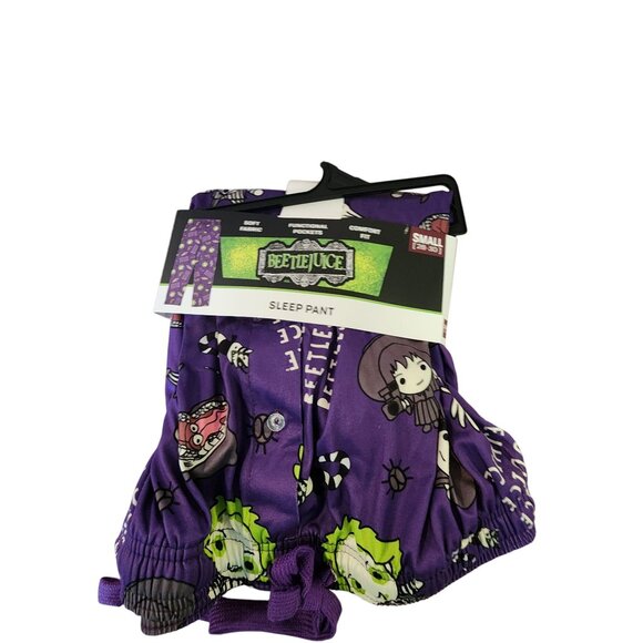 Beetlejuice Sleep Pant Small Purple Cartoon Characters Polyester & Spandex - Picture 1 of 5
